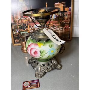 Vtg Floral Glass Hurricane Lamp TV Prop The First Lady Hollywood Screen Used